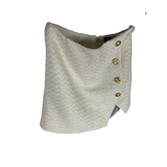 Nookie Queen Luxe Mini Skirt Button Detail Sexy Party Cocktail Quiet Luxury M - Picture 4 of 12